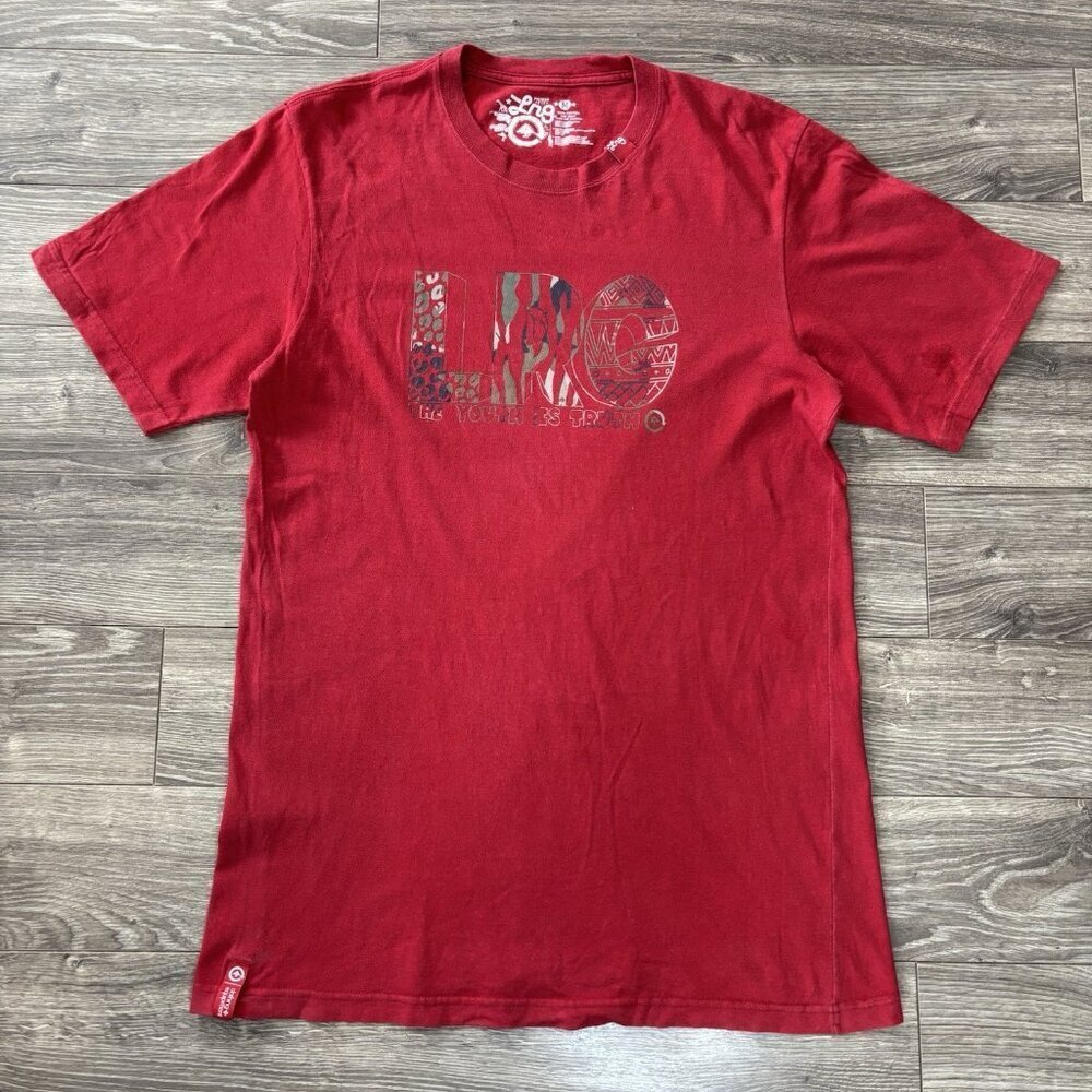 VTG Lifted Research Group LRG  Mens T-shirt Red Size M Graphic Tee‎ Tree Y2K